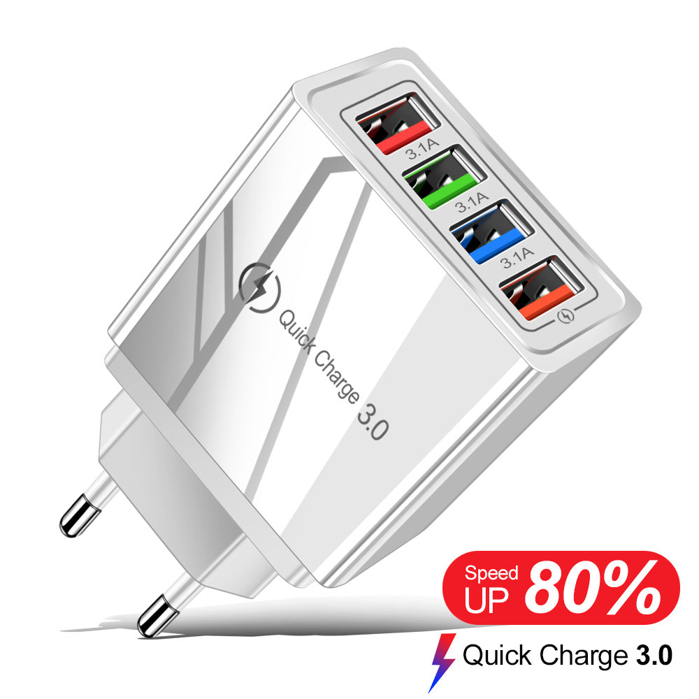 מטען USB מהיר טעינה 3.0 4 מתאם טלפון לטאבלט מטען קיר נייד מטען מהיר