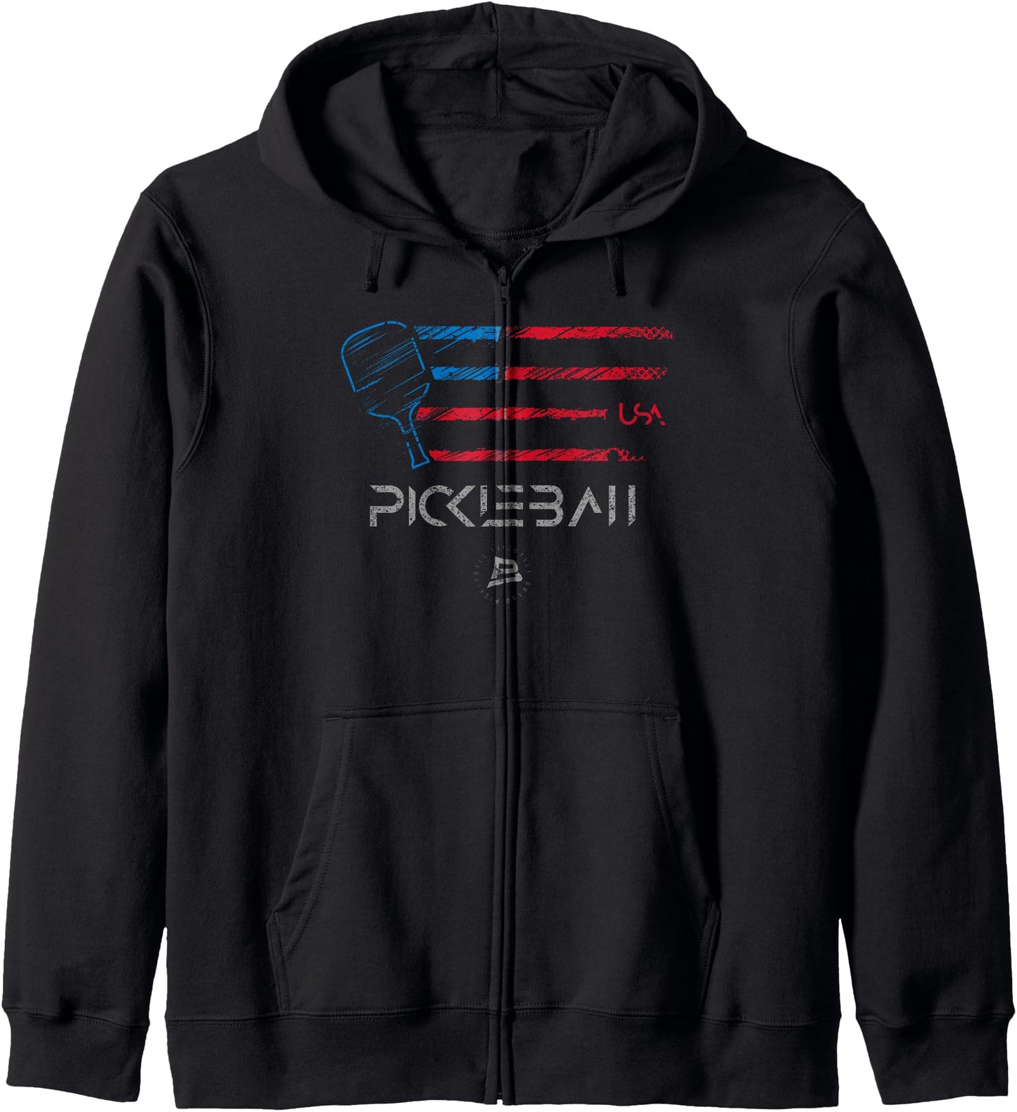 Pickleball Distressed USA Flag Design Zip Hoodie