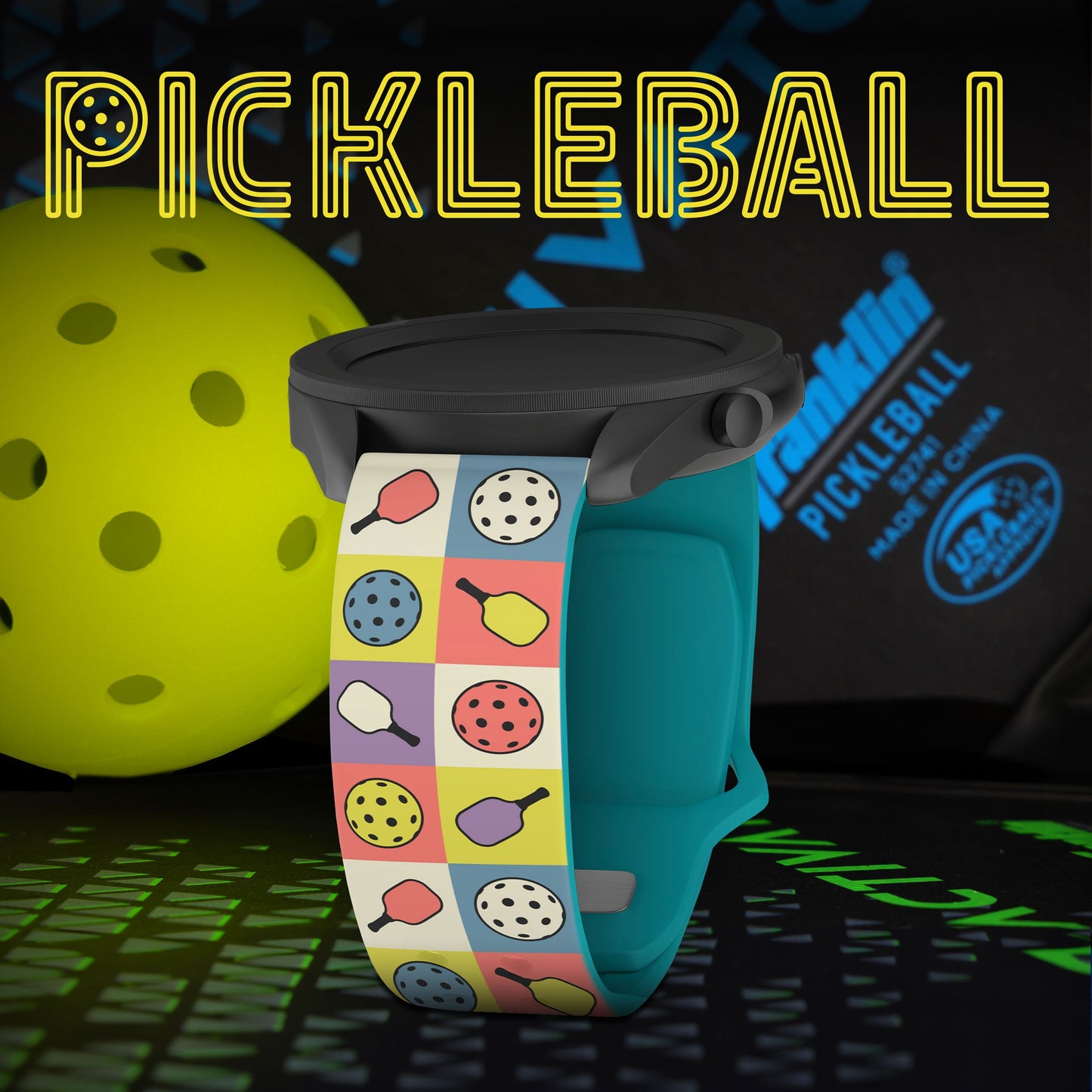 Pickleball HD  Watchband for Samsung, Garmin, Fossil, and More