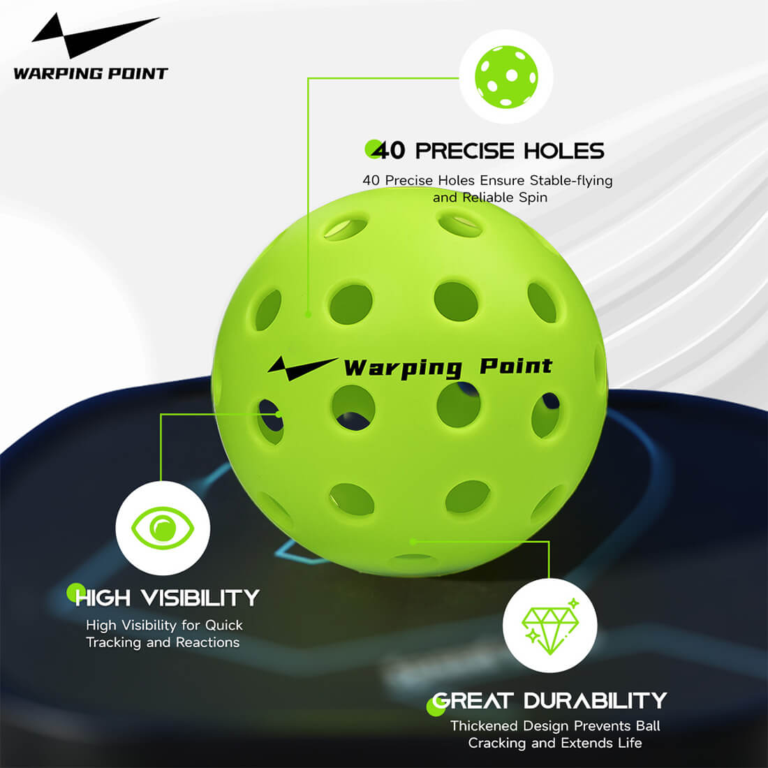 Outdoor Practice Pickleballs - Green