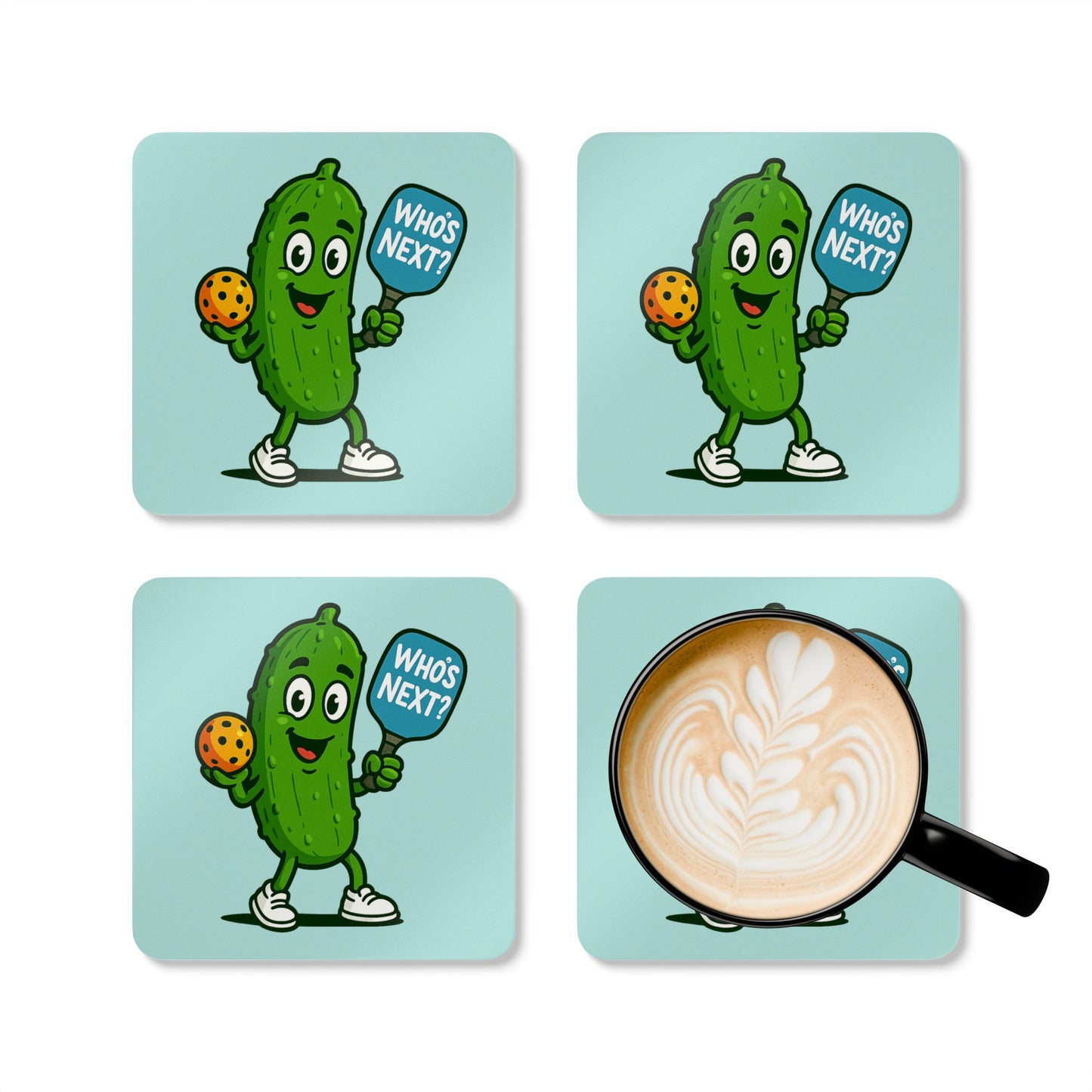 "Who's Next" Pickleball Coaster Set