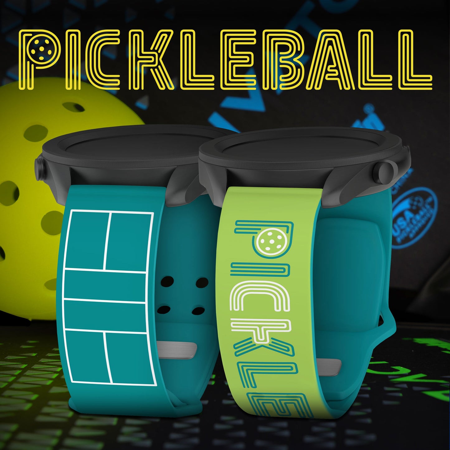 Pickleball HD  Watchband for Samsung, Garmin, Fossil, and More
