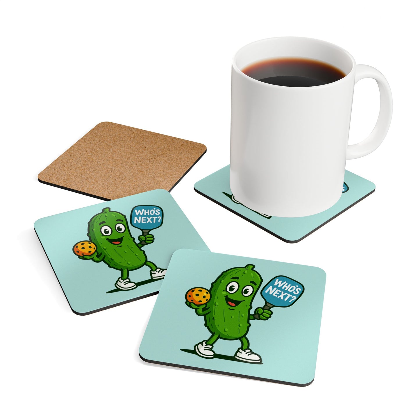 "Who's Next" Pickleball Coaster Set
