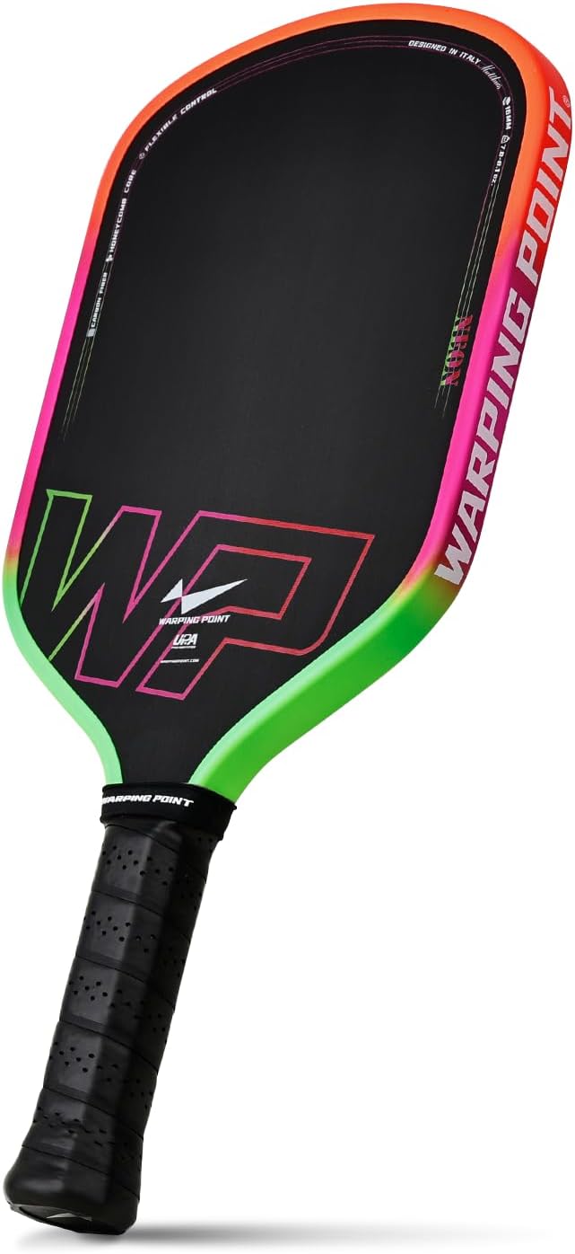 Neon Pickleball Paddle 16mm Core in Green, Pink & Orange Warping Point